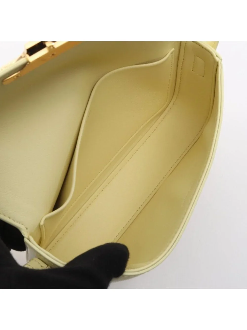 Celine Shoulder Bag Triomphe Light Yellow Leather